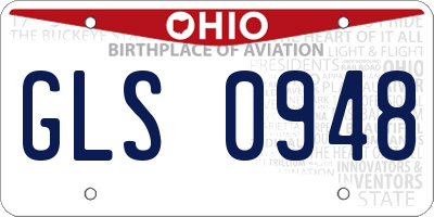 OH license plate GLS0948