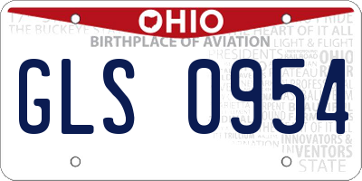 OH license plate GLS0954