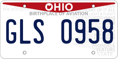 OH license plate GLS0958