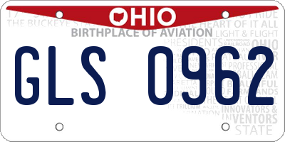 OH license plate GLS0962