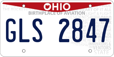 OH license plate GLS2847