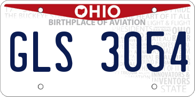 OH license plate GLS3054