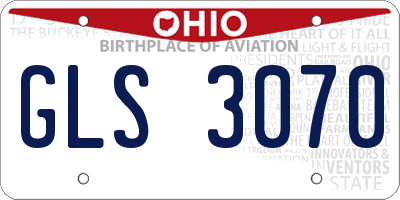 OH license plate GLS3070