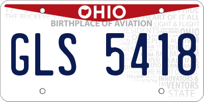 OH license plate GLS5418