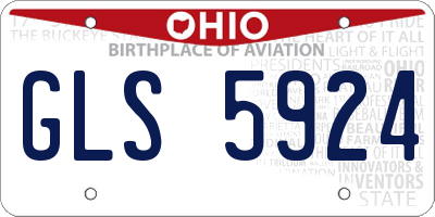 OH license plate GLS5924