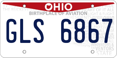 OH license plate GLS6867