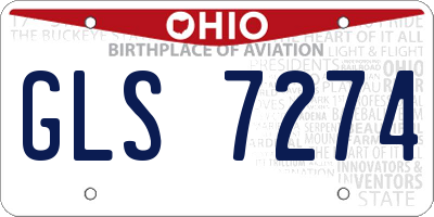 OH license plate GLS7274