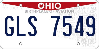 OH license plate GLS7549