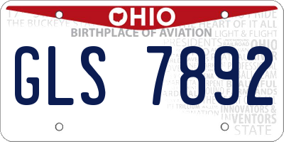 OH license plate GLS7892