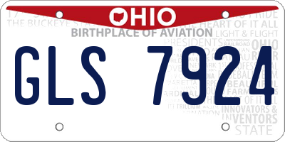 OH license plate GLS7924