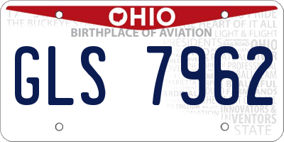 OH license plate GLS7962