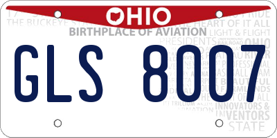 OH license plate GLS8007