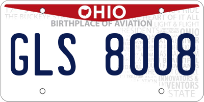 OH license plate GLS8008
