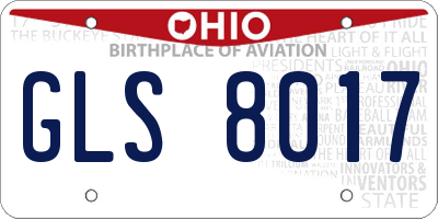 OH license plate GLS8017