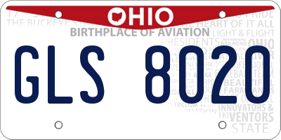 OH license plate GLS8020