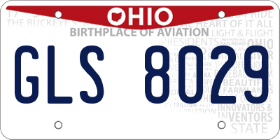 OH license plate GLS8029