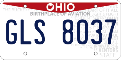 OH license plate GLS8037