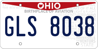 OH license plate GLS8038