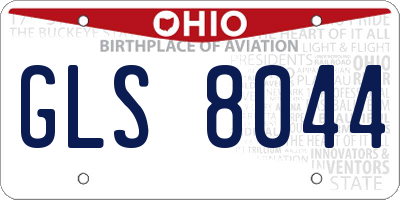 OH license plate GLS8044
