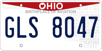 OH license plate GLS8047