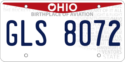 OH license plate GLS8072
