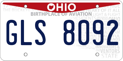 OH license plate GLS8092