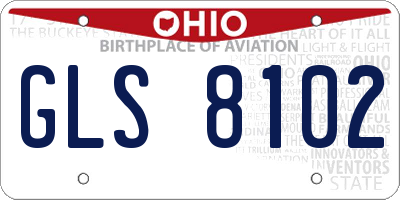 OH license plate GLS8102