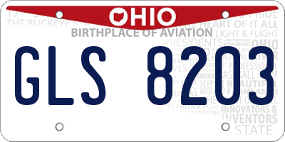 OH license plate GLS8203