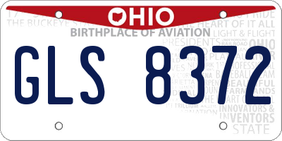 OH license plate GLS8372