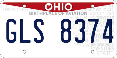 OH license plate GLS8374