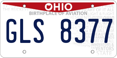 OH license plate GLS8377