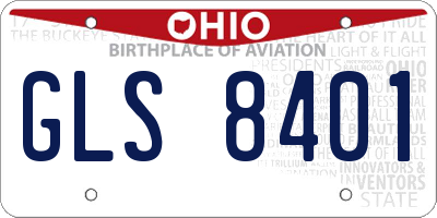OH license plate GLS8401