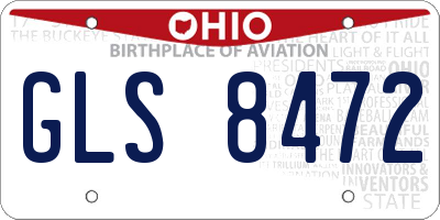 OH license plate GLS8472
