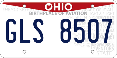 OH license plate GLS8507