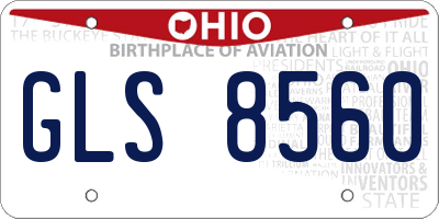 OH license plate GLS8560