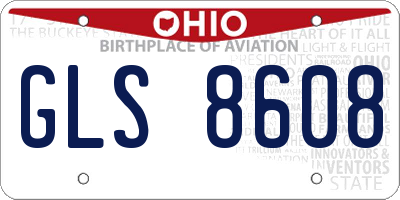 OH license plate GLS8608