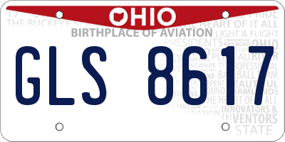 OH license plate GLS8617