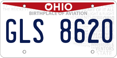 OH license plate GLS8620