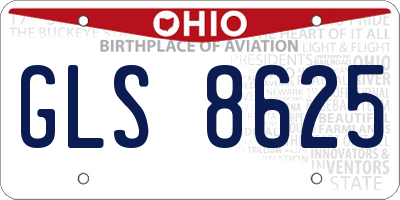 OH license plate GLS8625