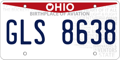 OH license plate GLS8638