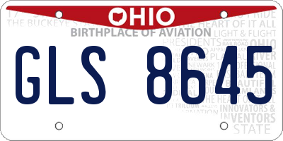OH license plate GLS8645