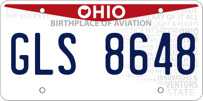 OH license plate GLS8648