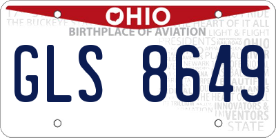 OH license plate GLS8649