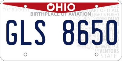 OH license plate GLS8650