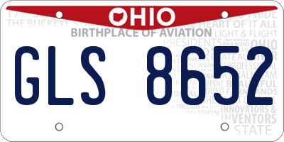 OH license plate GLS8652