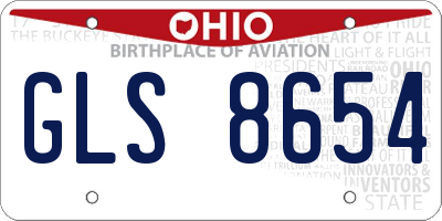 OH license plate GLS8654