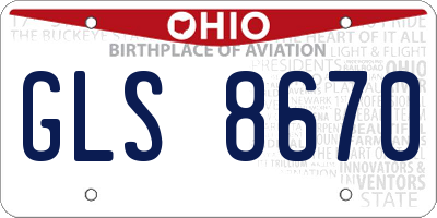 OH license plate GLS8670