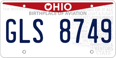 OH license plate GLS8749