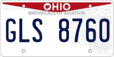 OH license plate GLS8760