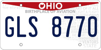 OH license plate GLS8770